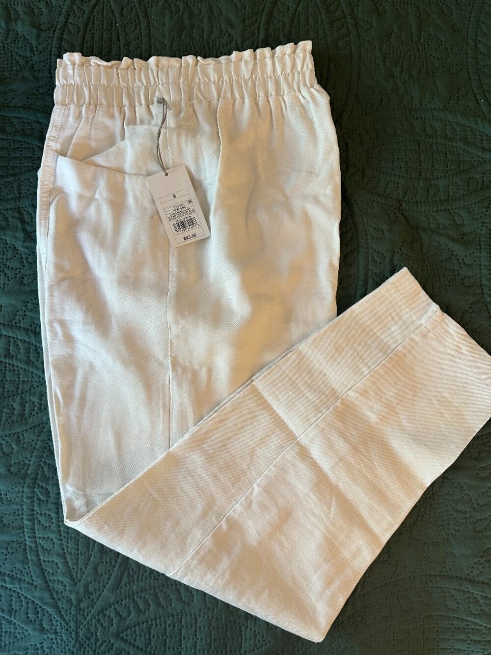 NWT Cream High Waisted Elastic Waist Trousers | Neutral Summer Pants | S